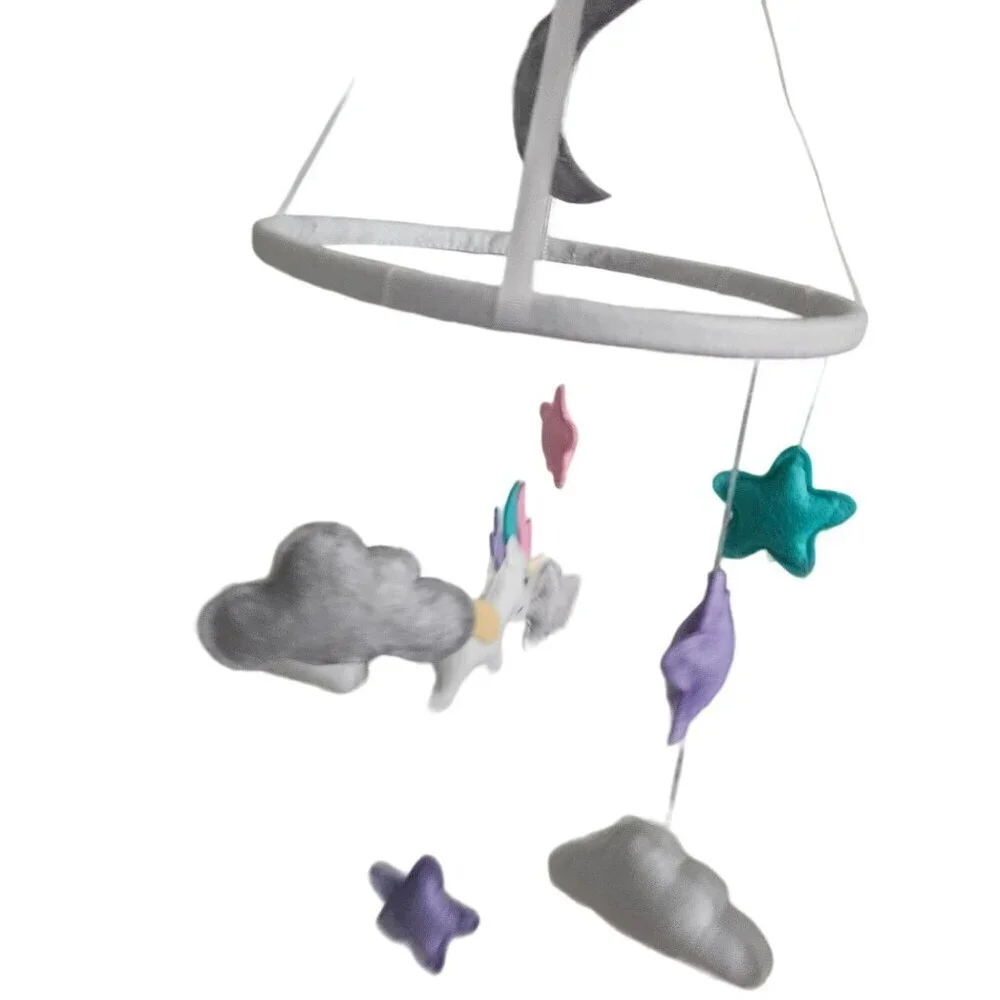 Land Of Luna Unicorn Mobile Nursery Decor Stars‎ Clouds Purple Plushy Celestial